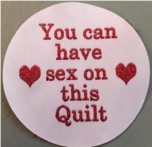 sex on this quilt lable